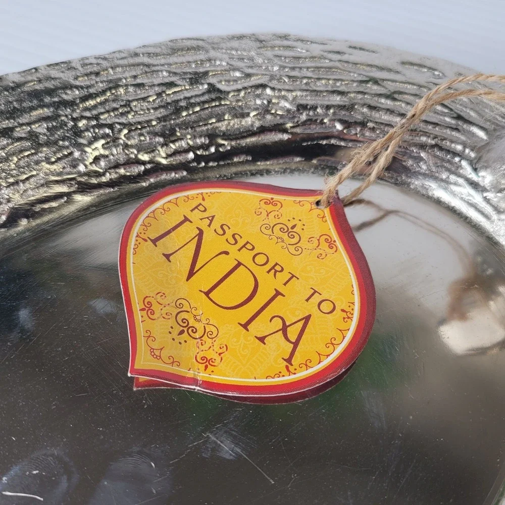 Passport to India Silver Metal Reindeer Deer Stag Serving Platter Decorative NEW